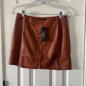 New Lulus Most Fab Clay Vegan Leather Mini Skirt Size S Small